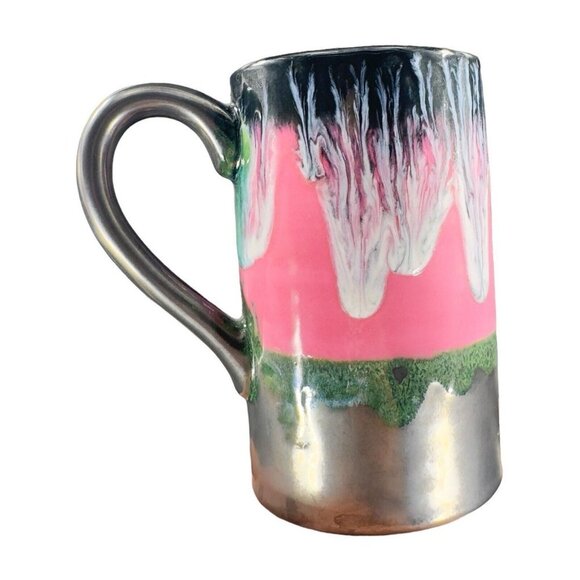 Studio Art Pottery Hand Made Single Drip Glaze Pottery Drinking Coffee Cup Mug - Picture 3 of 16